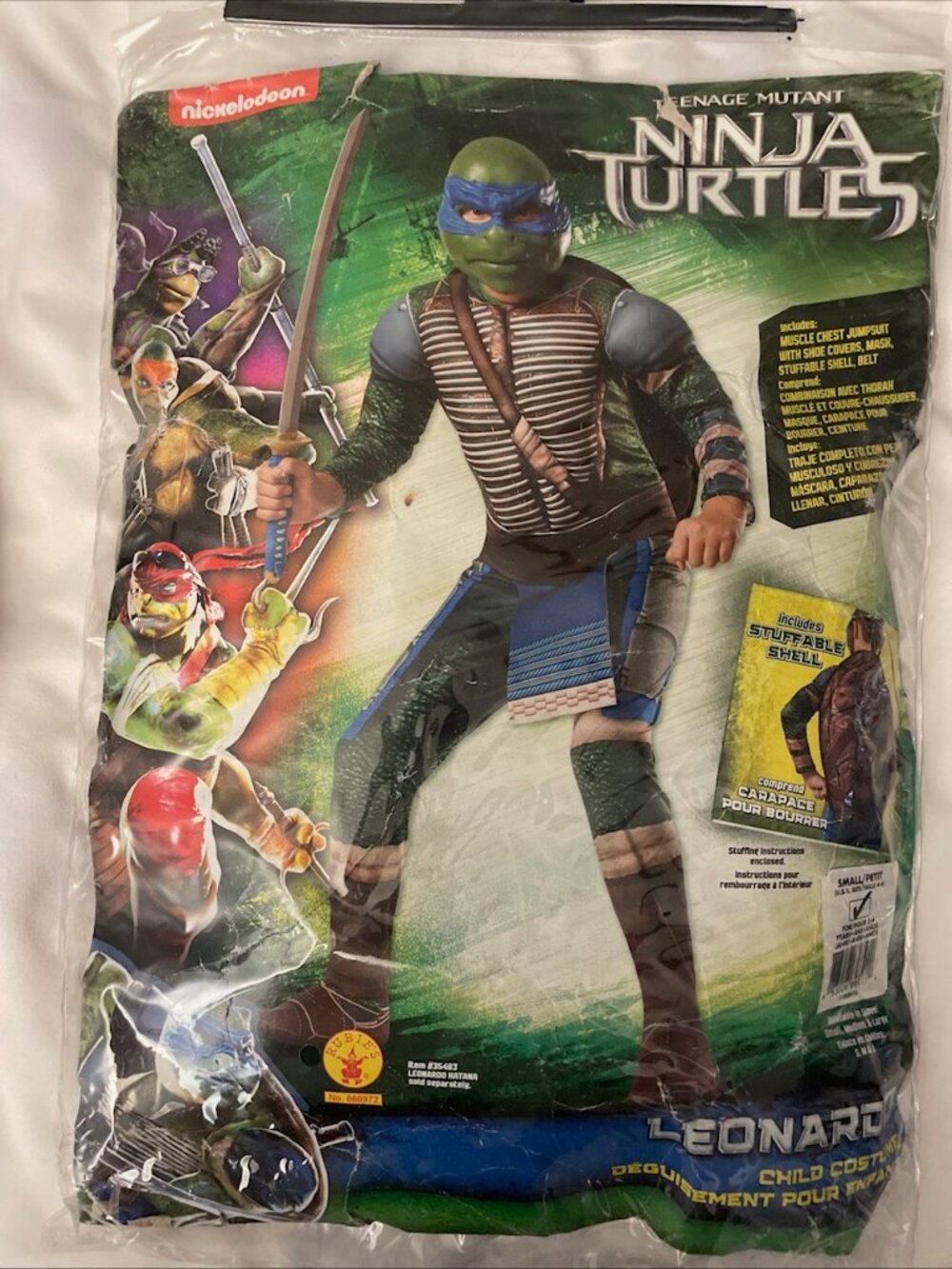 Teenage Mutant Ninja Turtles Leonardo Costume Kids Nickelodeon Child Size S 4-6